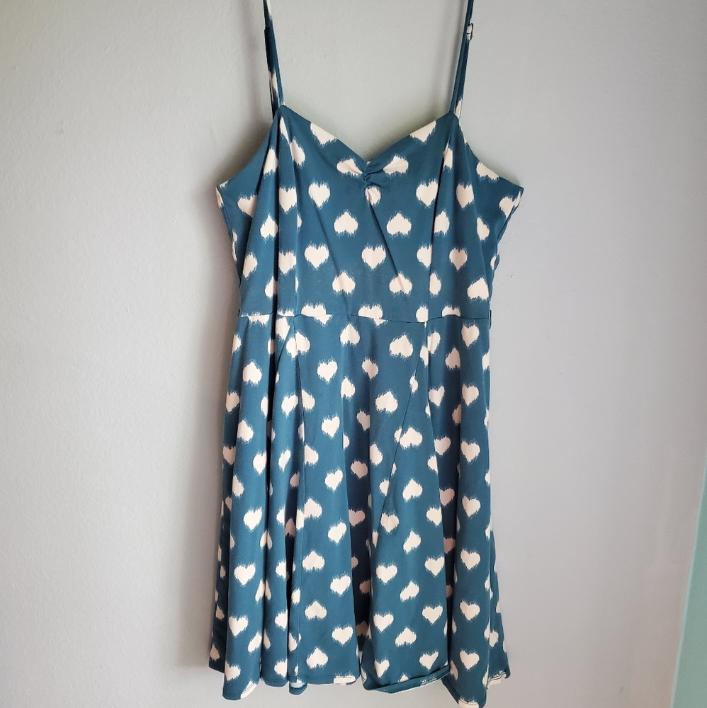Blue and white spaghetti strap skater dress